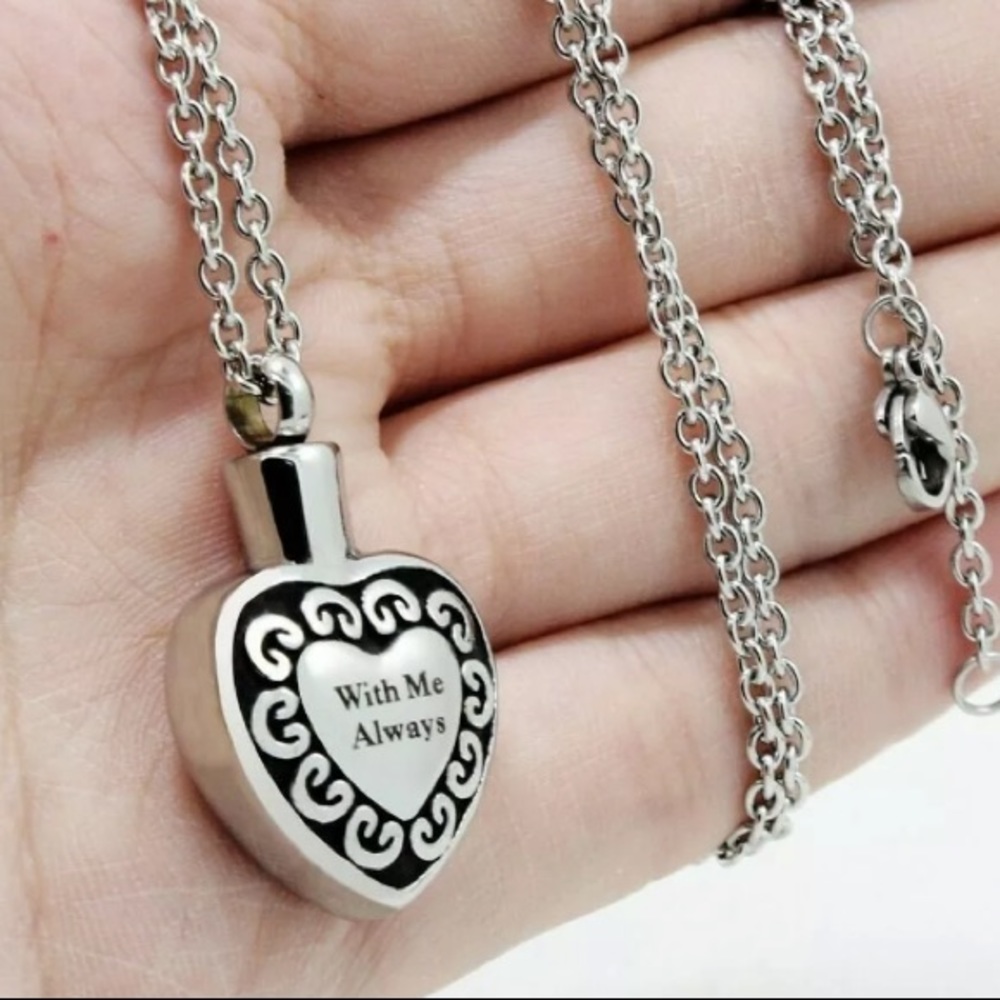 ‘With Me Always' Cremation Keepsake Memorial Urn Necklace Ashes Holder